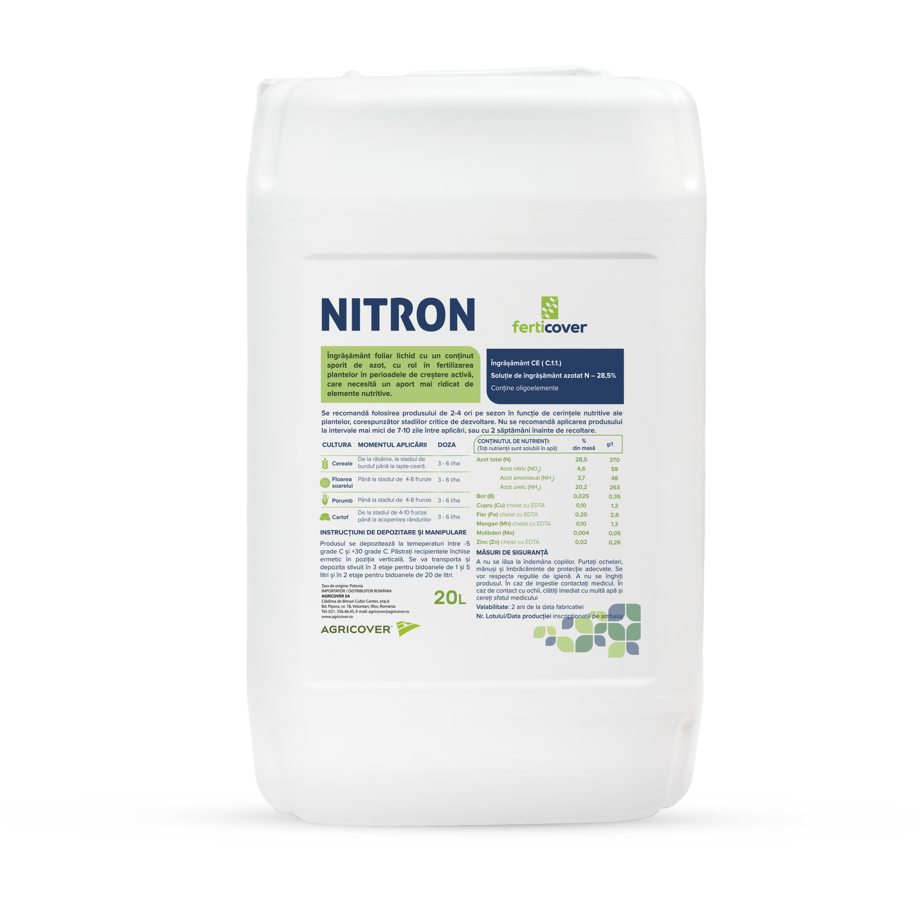 Îngrășământ foliar FERTICOVER NITRON, 20 L Îngrășământ foliar FERTICOVER NITRON, 20 L
